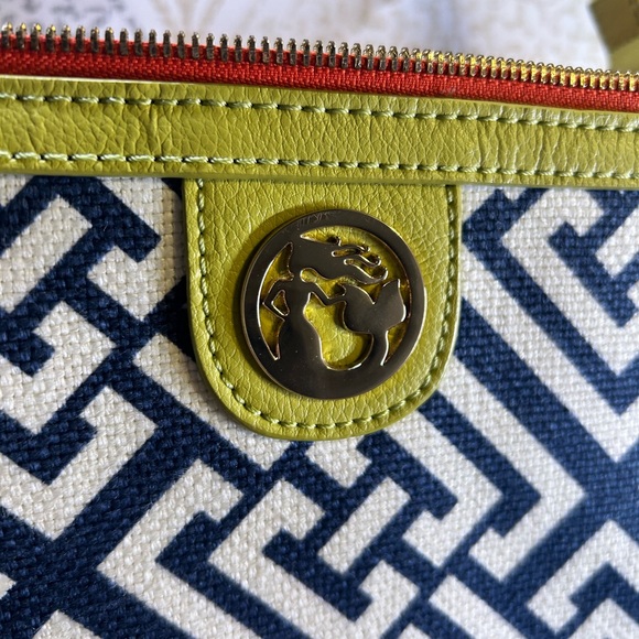 Spartina 449 Haig Point Simple Zip bag. Made of Linen and Leather EUC - Picture 3 of 14